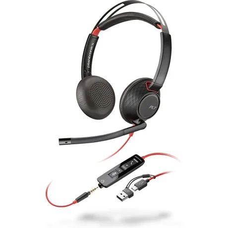 Poly Blackwire 5220 Stereo USB-C Headset +3.5mm Plug +USB-C/A Adapter - 8X231AA